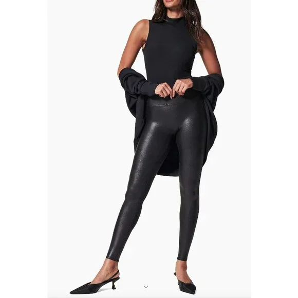 Spanx Black Faux Leather Leggings - Size S - Picture 8 of 9